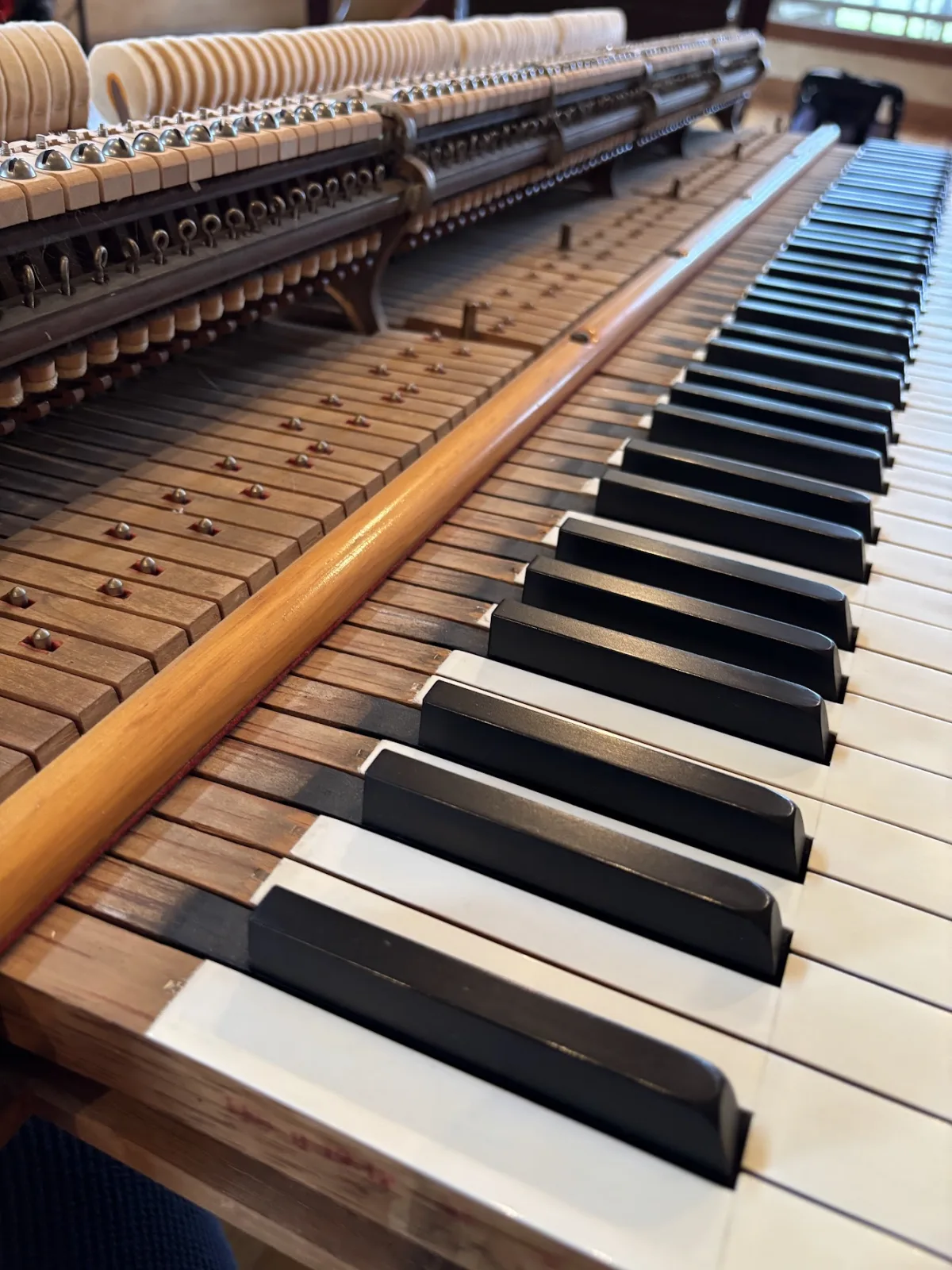 Grand piano keys from player's perspective